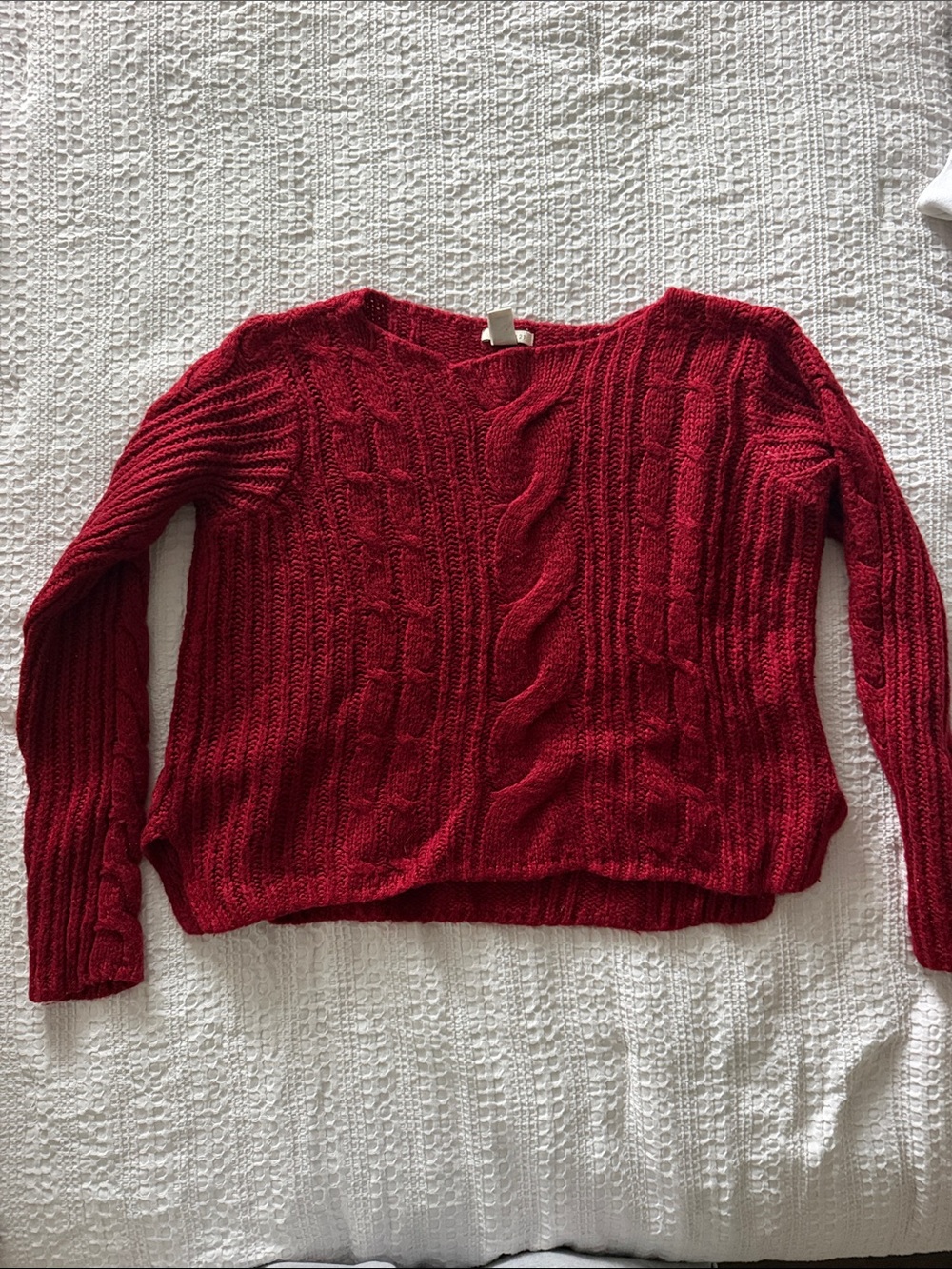 Forever 21 Red Cable-Knit Crewneck Sweater